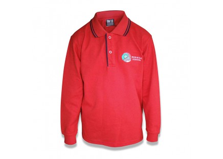 Red Hill Long Sleeve Polo Red/Navy image